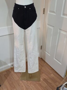 WeWoreWhat Two-Tone Black & White Chap Style High-Waist Wide-Leg Jeans - Size 29
